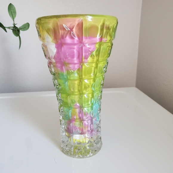 Hand painted Crystal glass Vase - Picture 1 of 9